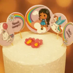 🦄✨ Набор мастичных топперов для девочек ✨🐱🌈