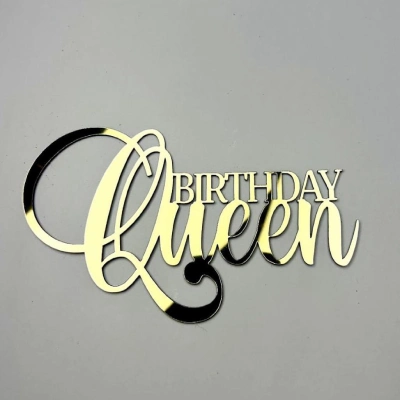 Топпер «Birthday Queen» золотой, 13×6,5 см.