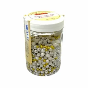 Посыпка золотая, серебряная и белая, 80 гр.