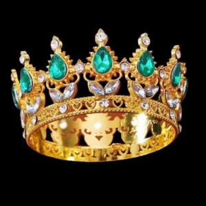 Декор для торта «Корона» с изумрудными камнями, диаметр 8 см.