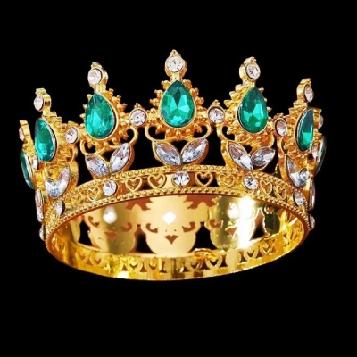 Декор для торта «Корона» с изумрудными камнями, диаметр 8 см.