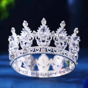 Декор для торта «Корона» с прозрачными камнями, диаметр 8 см.