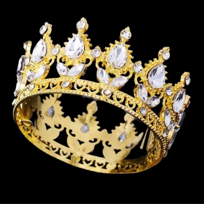 Декор для торта «Корона» золотая с прозрачными камнями, диаметр 8 см