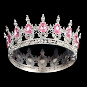 Серебряная корона с розовыми камнями, диаметр 12 см.