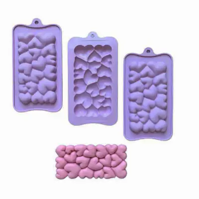 Форма силиконовая для шоколада Объемные сердечки