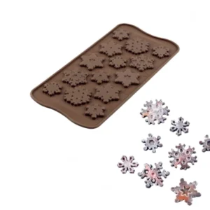 Силиконовая форма «Снежинки» — 14 ячеек, 21,5×10,5 см, пищевой силикон.