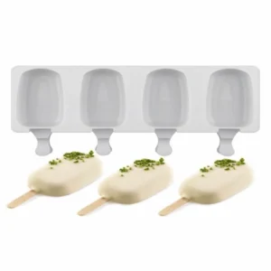 Силиконовая форма для мороженого, 4 ячейки, высота 9 см.