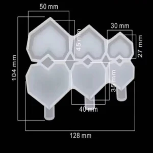 Форма силиконовая “Гранёные сердца”, 3 шт., разные размеры.