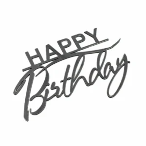 Серебряный топер «Happy Birthday» 6,5×10 см.