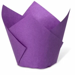 Форма бумажная «тюльпан» для выпечки, фиолетовая