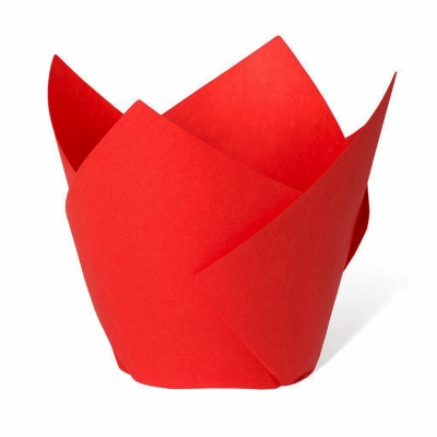 Форма бумажная «тюльпан» для выпечки, красная