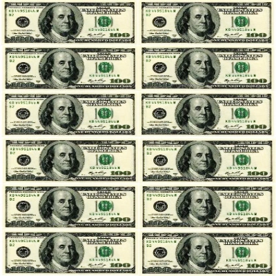 Вафельная картинка «Доллары». Размер купюры 10×4 см.