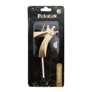 Свечка-цифра 7 с короной, цвет золото.