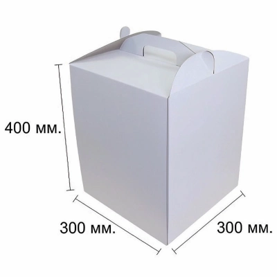 Коробка для торта без окошка, с ручкой. Размер 30×30×40 см. 1шт — изображение 2