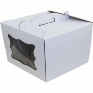 Коробка для торта с окошком и ручками. Размер 30×30×30 см.