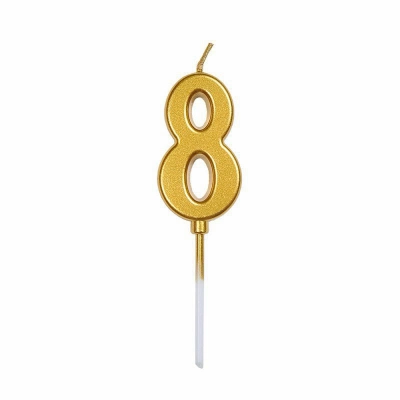 Свеча-цифра «8» мини, золотая, 4 см