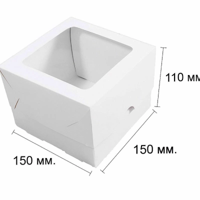 Коробка для десертов с окошком 15×15×11 см. 1шт — изображение 2