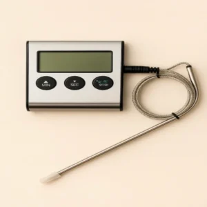 Цифровой кулинарный термометр с батарейкой в комплекте.