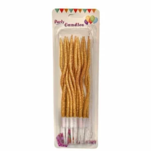 Свечи коктейльные золотые с глиттером, 15 см