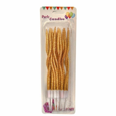 Свечи коктейльные золотые с глиттером, 15 см