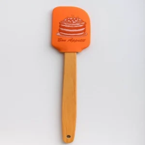 Силиконовая лопатка с деревянной ручкой и принтом