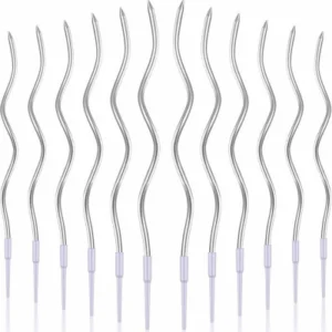 Свечи коктейльные серебряные, 15 см.