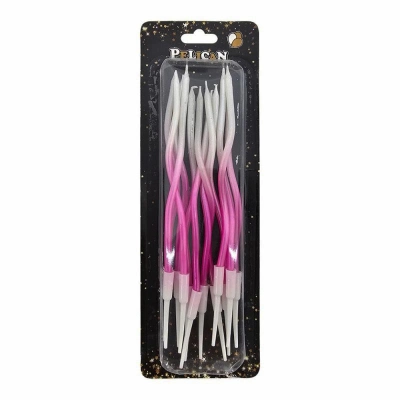 Свечи волнистые розово-белые