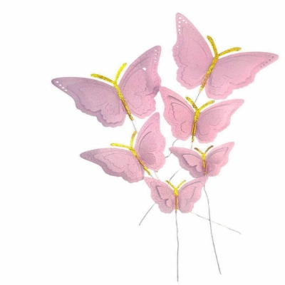 Вафельные розовые бабочки, 7 шт.