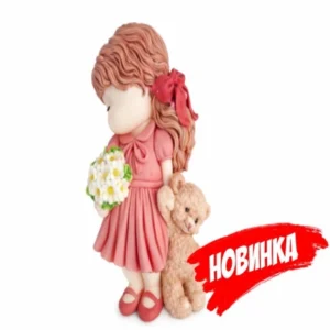 Нежное кондитерское украшение «Девочка с медвежонком» для тортов и десертов.