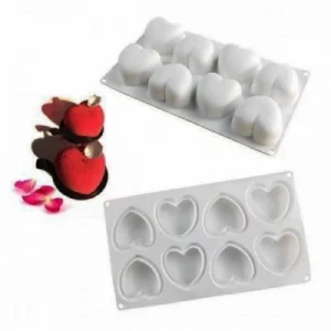 Силиконовая форма «Сердце» на 8 ячеек — идеально для муссовых десертов и пирожных.
