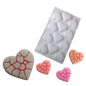 Силиконовая форма для евро-десертов в виде каменных сердец, 15 ячеек.