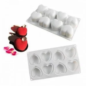 Силиконовая форма «Сердце» для муссовых десертов. 8 ячеек, объём 96 мл.