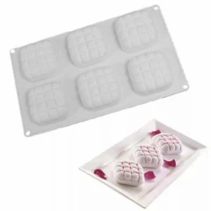 Силиконовая форма «Подушка 3D» для евродесертов. 6 ячеек 5,5×5,5 см.