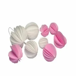 Вафельный декор, сферы бело-розовые, 9 штук.